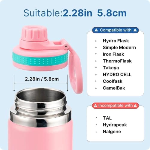 Spout Lid for Thermoflask, Takeya, Simple Modern 12-64oz Wide Mouth Bottle - color: Pink+Green