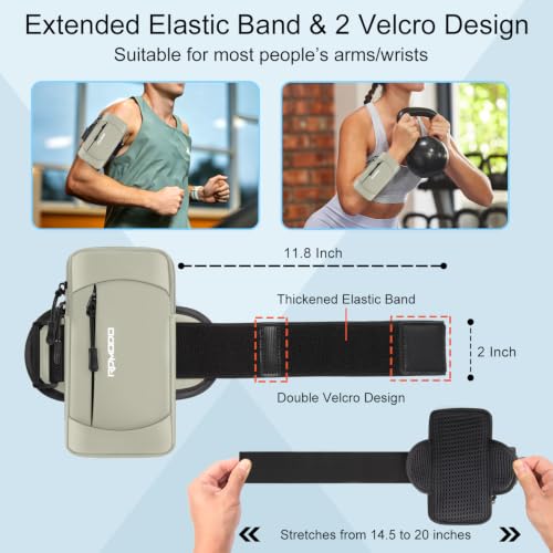 Cell Phone Armbands for Women Men, Adjustable Wrist Bag 7.5" Khaki - color: 04-Grey
