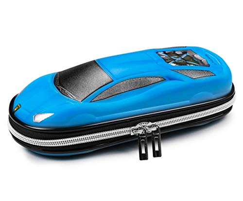 Surpop Supercar Pencil Case, EVA Hard Shell for Kids and Teens, Blue - color: Blue