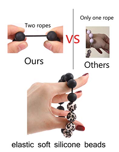 BVGA Wristlet Keychain Bracelet Wallet, Silicone Bead keyring Bangle for Women - color: C:black
