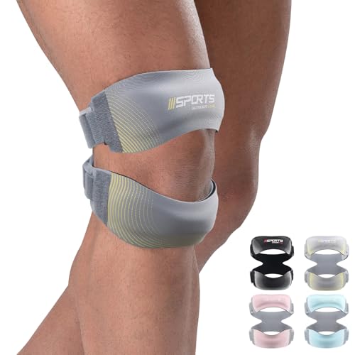 NuCamper Patellar Tendon Support Strap, Adjustable Patella Band Knee Brace for Men & Women Relief Knee Pain, Patella Stabilizer Knee Straps for Running, Basketball, Tendonitis, Jumpers Knees Gray - color: Gray