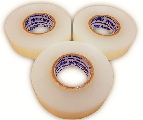 North American Tapes, Comp-O-Lite, Hockey Tape, 3 Rolls Per Pack, Clear Poly Shin Pad, 24MM X 25M Per Roll, Made in USA, Easy Rip & Stretch