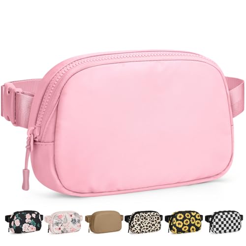 Pritent Fanny Packs for Women Crossbody Belt Bag With Zipper Back Pocket - color: Light Pink, size: Small