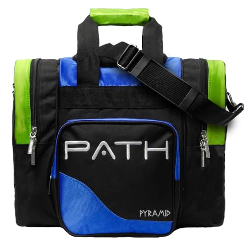 Pyramid Path Pro Deluxe Single Bowling Ball Tote - Holds One Ball, One Pair Shoes Up to Mens 15 - color: Lime Green/Royal Blue