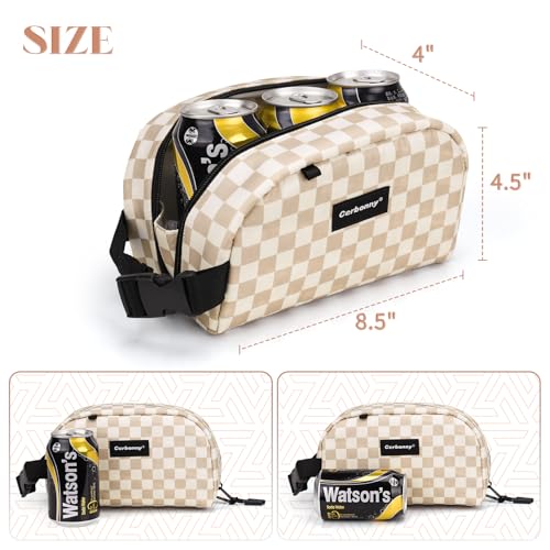 Cerbonny Small Cooler Bag,Freezable Lunch Bag,Built-in ice pack - color: Khaki-Checkered