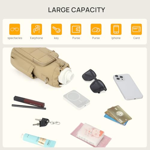 Telena Water Bottle Holder with Strap RFID Crossbody Bags for Women - color: Z-Khaki
