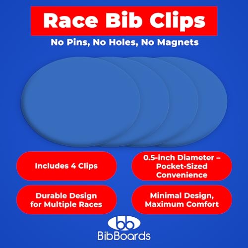 BibBoards bibSNAPS Race Bib Clips, Plain Blue, 4 Pack - color: Plain Blue