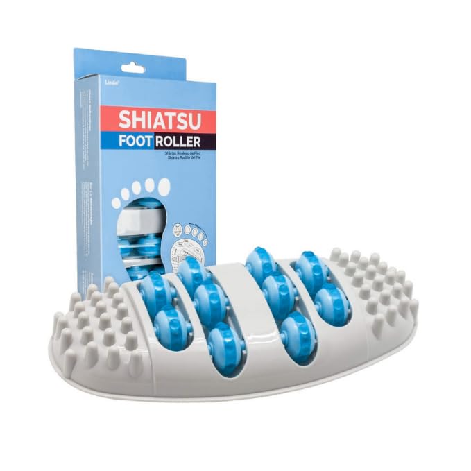 Lindo Shiatsu Foot Roller - Foot Reflexology Massager, Spinning Rollers for a Soothing and Relaxing Massage (Blue)