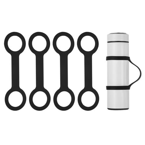 PATIKIL Water Bottle Carrier Grip, Portable Soft Silicone Non-Slip Water Handle Grip Water Bottle Holder Strap for Outdoor - color: Black