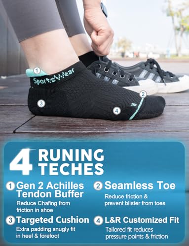 Juclise Women's No Show Compression Running Socks, 3 Pairs - color: Lavender Lux+washed Denim+aqua Black, size: Small