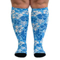 Crazy Compression Over-the-Calf Socks with Fun Designs - color: Aloha Blue (Wide), size: Large-X-Large