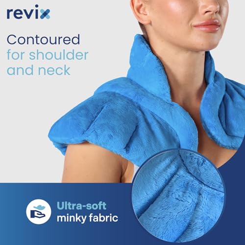REVIX Neck Heating Pad Microwavable, Weighted Microwave Shoulder Wrap - color: Blue