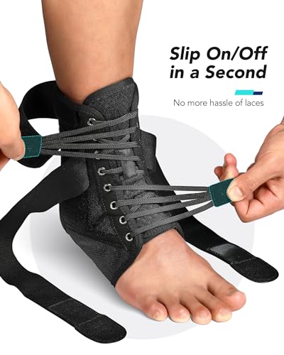 Quick Lace Up Ankle Brace for Men & Women with Removable Splints - size: S
