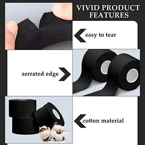 130 Yard 1.5 Inch Black Athletic Sports Cotton Tape Pre Wrap Easy Tear - color: Black, size: 1.5 In