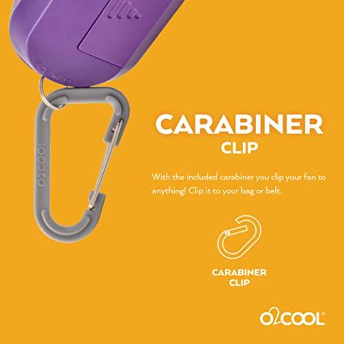 O2COOL Small Sport Misting Fan with Carabiner Clip Purple - color: Purple, size: 1 Pack