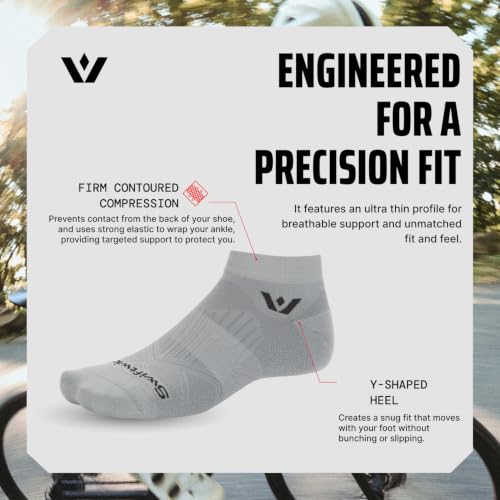 Swiftwick ASPIRE Ankle Socks, Running & Cycling, 3-Pack, Men & Women - color: White-circuit, size: Medium