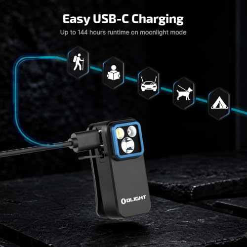 OLIGHT Oclip Pro Rechargeable EDC Clip-on Flashlight, Black - color: Black
