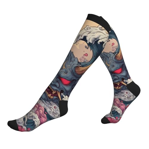 Compression Socks Knee High Circulation Support Socks For Women Men Athletic Running Work Hiking Cycling Travel - color: Dragon