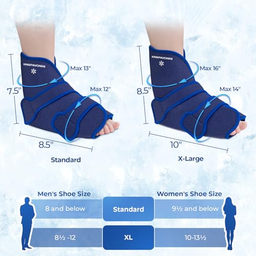 KingPavonini Ankle Foot Ice Pack, Standard Size, Blue, 1 Wrap + 4 Gel Packs - size: Standard, style: Blue (1 Wrap+4 Gel Packs)