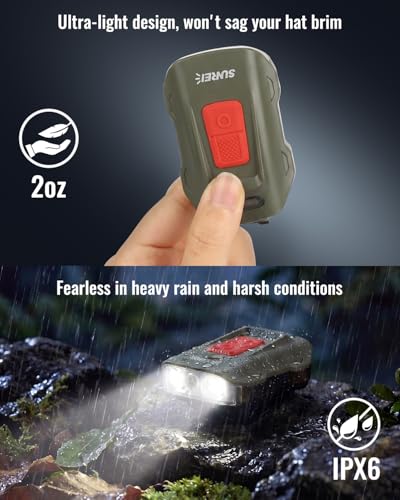 SUNREI 500LM LED Clip on Hat Light, 7 Modes Rechargeable Headlamp - size: SU-H480-Green