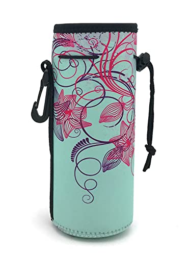 Wanty Neoprene 20 Oz Insulated Water Drink Bottle Cooler Carrier Cover Sleeve Tote Bag Pouch Holder Strap for Climbing Cycling and Running Outdoor Activities (Campanulaceae) - color: Campanulaceae