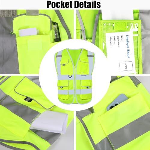 HYCOPROT High Visibility Safety Vest Hi Vis Reflective Construction Vests with Pockets for Men Women,Meets ANSI/ISEA Standard - color: Yellow, size: 4X-Large