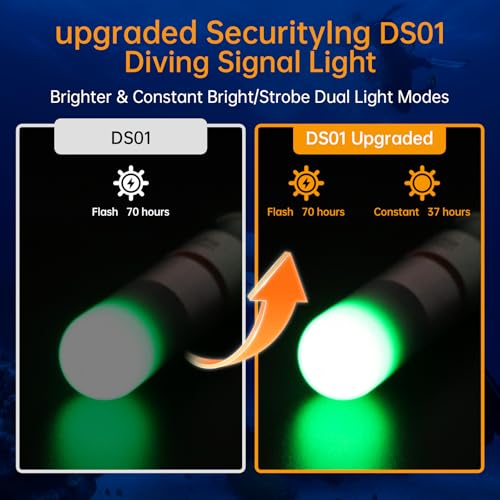 SecurityIng 2 Pcs Scuba Dive Strobe Signal Light, 2 Modes -Green - color: Green