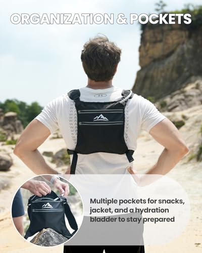 Zelvot Running Vest with 1L Water Bladder, Chest Pack for Men Women - color: Black