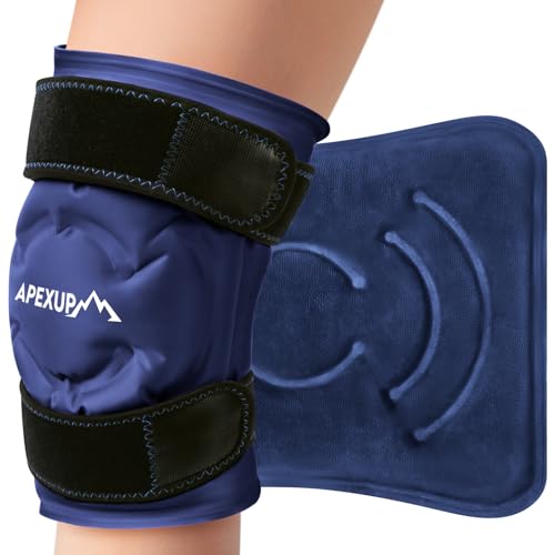 APEXUP Ice Pack for Knee Pain Relief, Large Reusable Wrap After Surgery, Flexible Gel Cold Pack for Injuries, Pain Relief for Back, Shoulder, Elbow, Ankle and Leg (Navy Blue, XXL, 1PK) - size: 2X-Large-1PK, style: Navy Blue