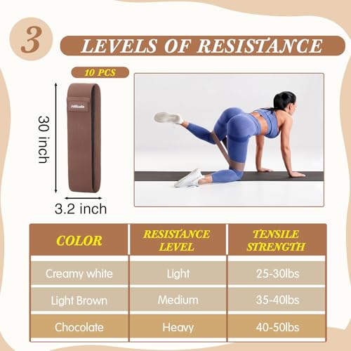 10 Pcs Resistance Bands for Workout Fabric Exercise Bands for Legs and Butt Glutes Workout Band for Women Men Yoga, Pilates, Fitness - color: Brown