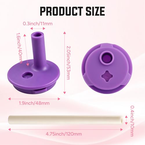 Silicone Bite Valve & Straws Parts for Owala Kids 12/15oz Bottle - color: Purple