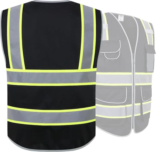 JKSafety Safety Vest for Men Women Reflective Hi Vis JK901 Black S - color: Black Yellow Strips, size: Small