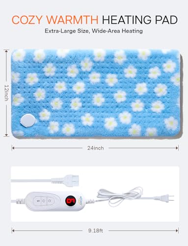 ALLJOY Heating Pad, Cute Period Heating Pad for Back Neck Shoulder, 12"X24" - color: Blue
