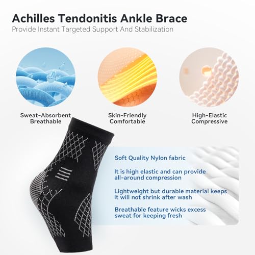 INDEEMAX 2 Pack Ankle Brace & Ankle Compression Sleeve for Women Men - color: Black, size: Small