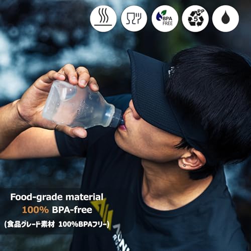 Azarxis Running Water Bottles Flask BPA Free Leakproof Hydration Vest Packs Waist Belt Replacement for Triathlon Marathon Hiking Cycling Climbing Jogging Runner (250ml / 8.5oz - 2 Pack)
