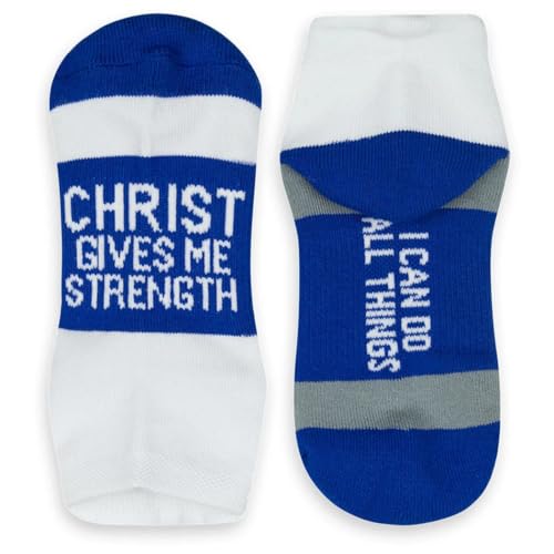 Gone For a Run Motivational Ankle Running Socks - Affirmation Runners Gifts - color: Christ Give Me Strength (Royal)