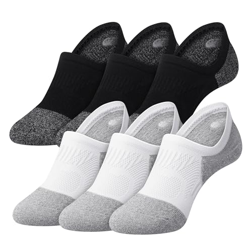 Gonii Compression No Show Athletic Womens Socks Running Cushioned 5-6 Pairs - color: 6 Pairs Black-white, size: 5-8