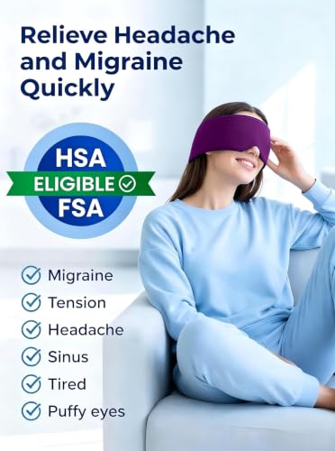 Cooling Gel Eye Mask for Puffy Eyes, Migraine & Headache Relief, Full Eye-Area Cold Compress for Eyes & Temples, FSA Eligible HSA Reusable Eye Ice Pack for Swelling & Post-Surgery Recovery - color: Purple