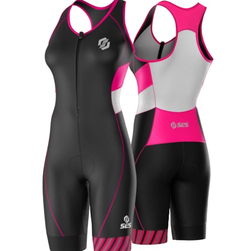 SLS3 Triathlon Suits Women - Sleeveless Pro Trisuit with Comfy Tri Chamois - color: Sky Pink, size: X-Large