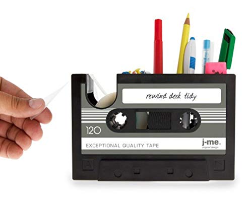 Creative Tape Pen Holder, Retro Cassette Tape Dispenser, Stationery Desk Tidy Container, Office Supplies Organizer Pencil Cup - color: Black