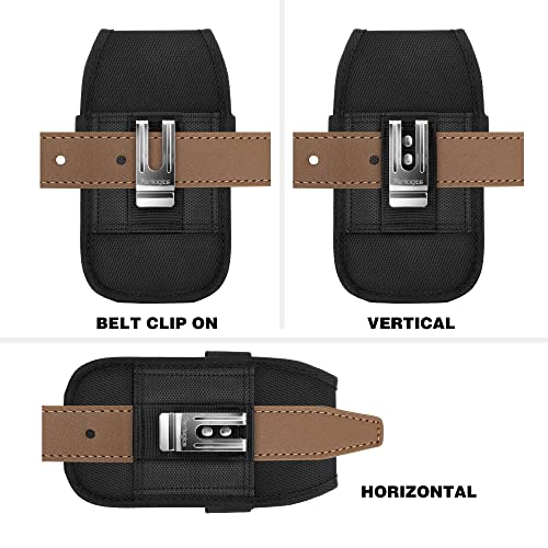 Perilogics Cell Phone Belt Holster,Nylon Phone Pouch with Belt Clip - color: Black