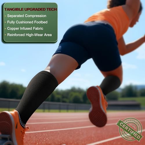 BULLIANT Men's Cushioned Compression Knee High Sports Recovery Socks 3Pack - color: 3pairs-black8394, size: Small-Medium
