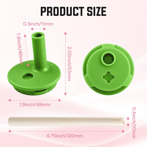 Silicone Bite Valve & Straws Parts for Owala Kids 12/15oz Bottle - color: Green