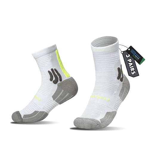 BRISIRA Coolmax Bamboo Viscose Kids Compression Socks for Youth Boys Girls - color: White-3pack, size: Medium
