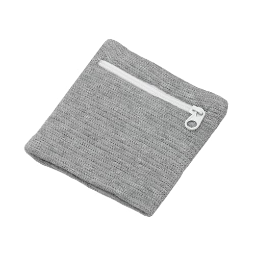 Wrist Wallet Wristband with Zipper,Cotton Wrist Band SweatBands - color: Gray
