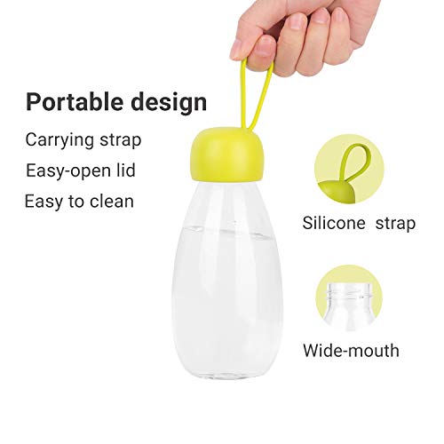 emoi BPA Free Water Bottle, 12oz/360ml Cute Water Bottle with Carrying Strap, Ideal for Kids Boys Girls Students Women Healthy Hydration-Green - color: Green Cap, size: 12 Ounces