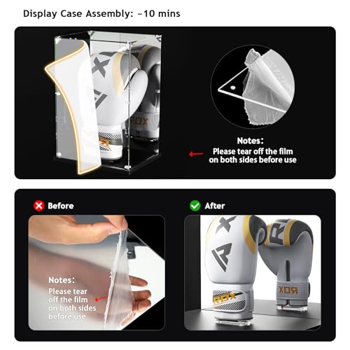 KOLIPI Boxing Glove Display Case, Clear Acrylic Showcase for Single Glove - size: 8 x 7 x 13 inches