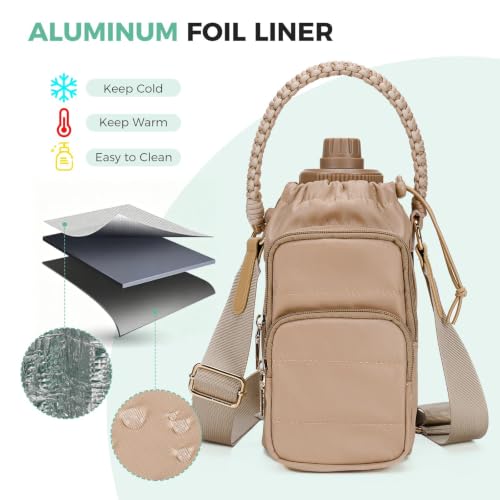 Crossbody Water Bottle Bag with Shoulder Strap for Women,Brown - color: Coffee