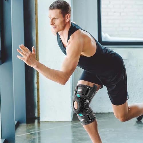 Hinged Knee Brace with Dual Metal Side Stabilizers & Patella Support – Adjustable Open Patella Knee Support for Men and Women – Helps with ACL, MCL, Meniscus Issues – Breathable Design for Sports, Running, Workout (Medium) - size: Medium
