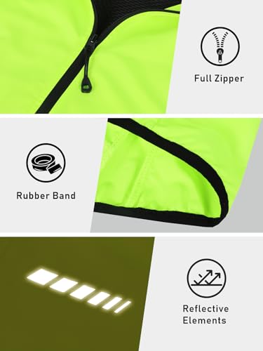 qualidyne Women's Windproof Cycling Vest, Full-Zip Bike Jacket with Pocket - color: Yellow, size: Large